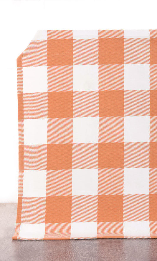 Buffalo Check Curtains (Melon Orange/ Milky White)