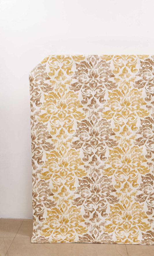 Printed Custom Home Décor Fabric Sample (Ocher Yellow/ Mocha Brown)