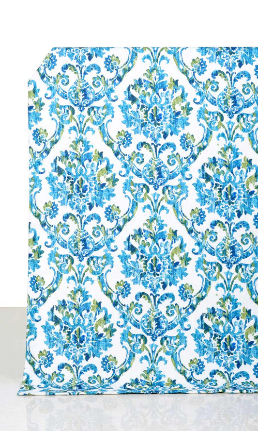 Damask Print Drapes (Blue/ Green)