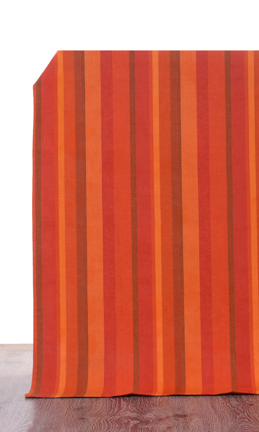 Custom Cotton Window Curtains (Red/ Orange)