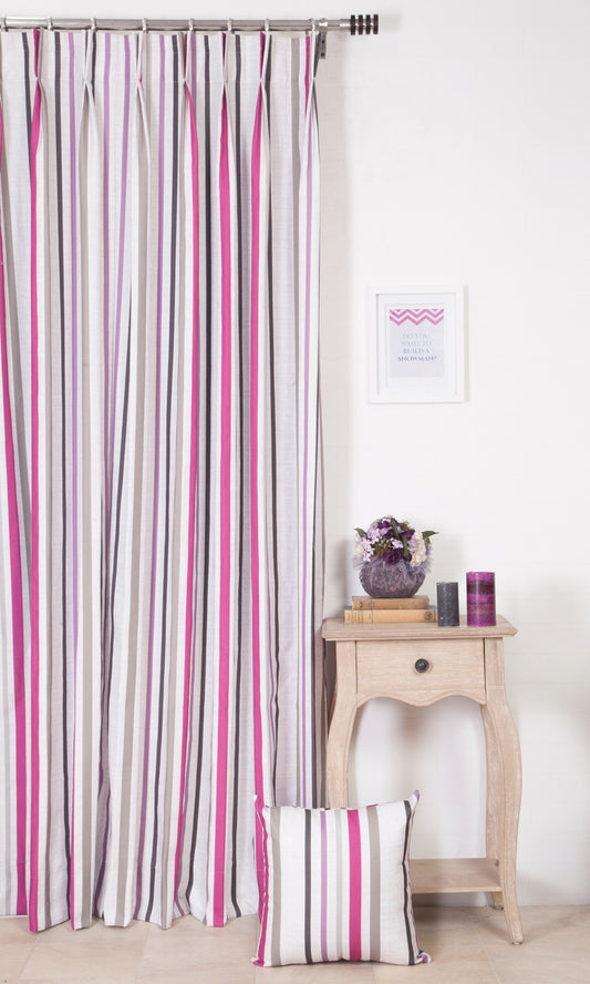 Striped Curtains (Pink/ Beige)