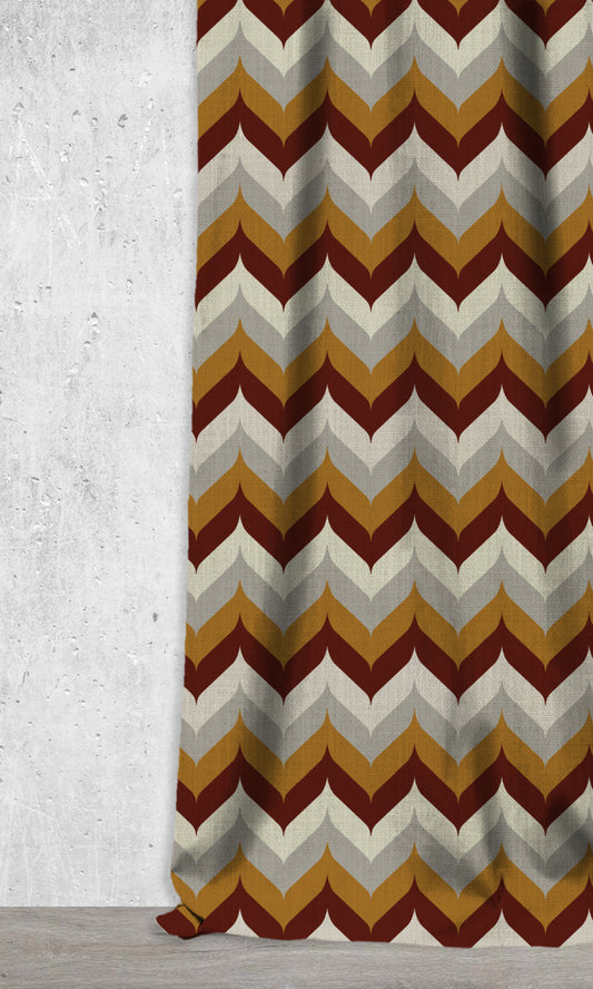 Bespoke Printed Window Drapes (Burgundy/ Yellow/ Grey)