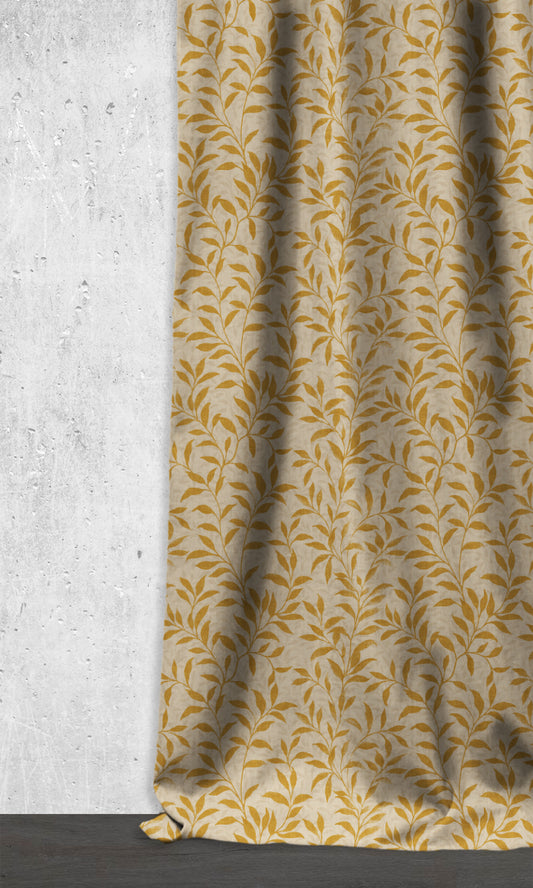 Dimout Floral Home Décor Fabric By the Metre (Yellow/ Ivory)