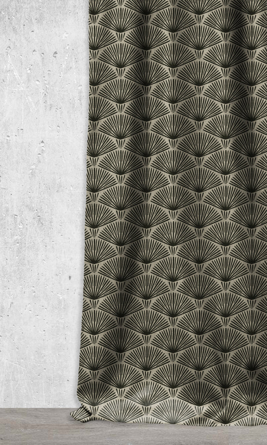 Geo Print Home Décor Fabric Sample (Black/ Stone Grey)