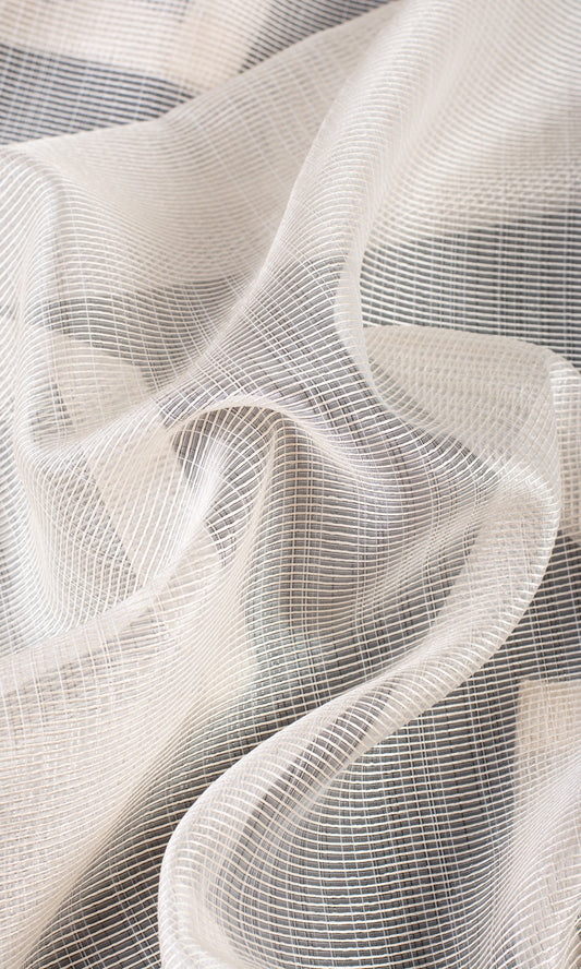 Textured Sheer Home Décor Fabric By the Metre (Warm Ivory/ Pale Beige)