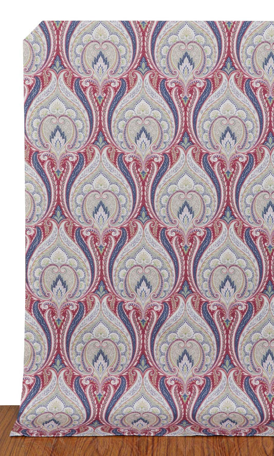 Floral Damask Curtains (Red/ Blue)