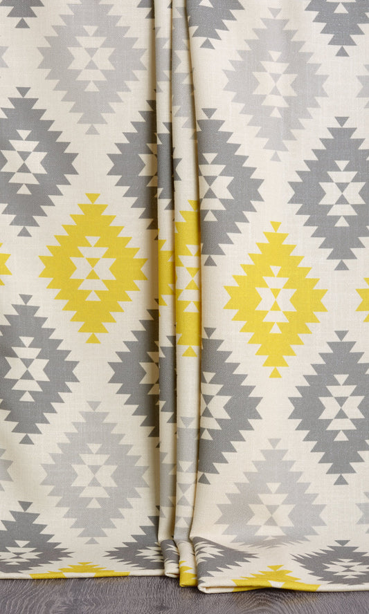 Check Patterned Home Décor Fabric Sample (Gray/ Yellow/ White)