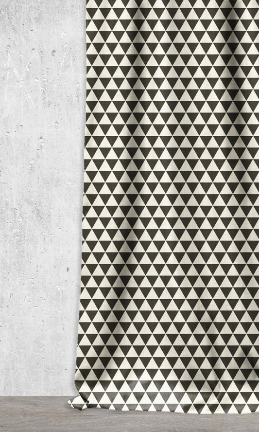 Geometrical Printed Curtains (Black/ Ivory)