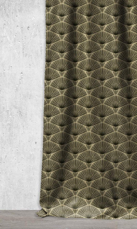 Geometrical Print Custom Home Décor Fabric Sample (Black/ Khaki Brown)