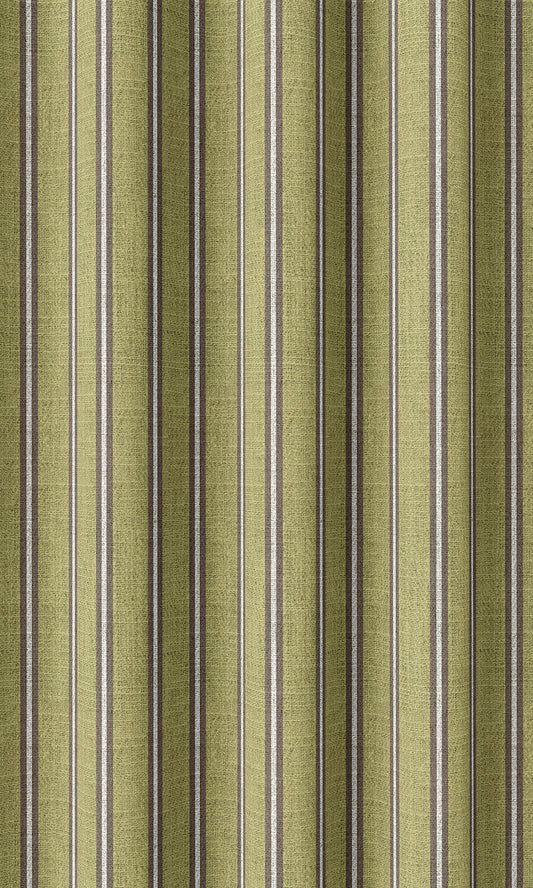 Striped Print Home Décor Fabric By the Metre (Chartreuse Green/ Brown)