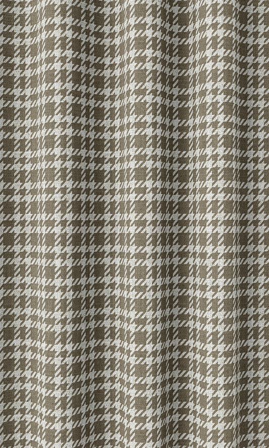 Check Patterned Home Décor Fabric By the Metre (Mocha Brown/ White)