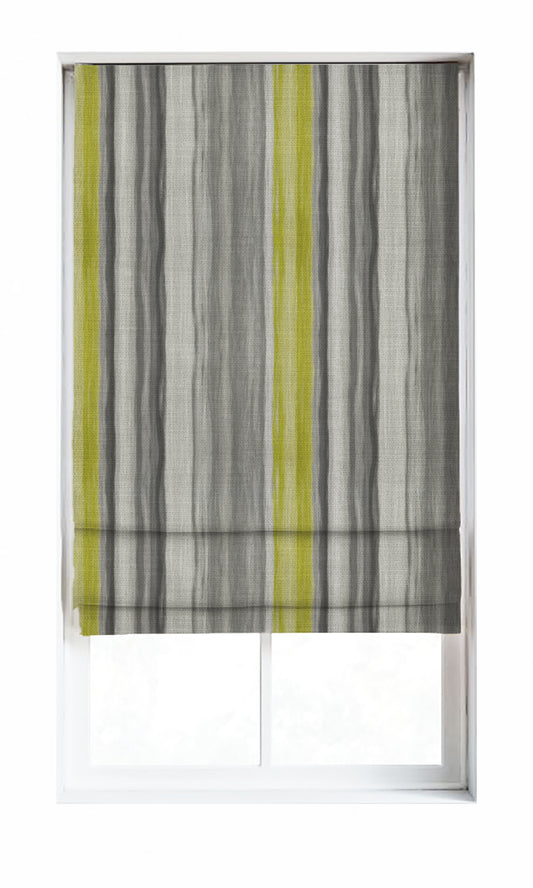 Modern Striped Drapery (Pear Green/ Grey)