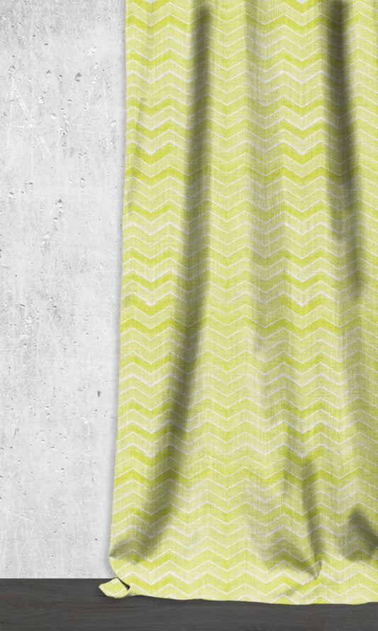 Chevron Print Drapes (Eggshell White/ Pear Green)