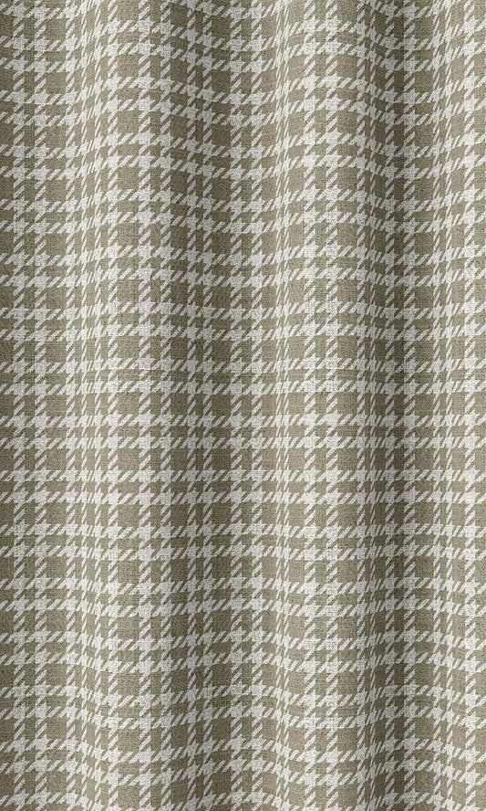 Modern Check Patterned Drapery (Tan Brown)