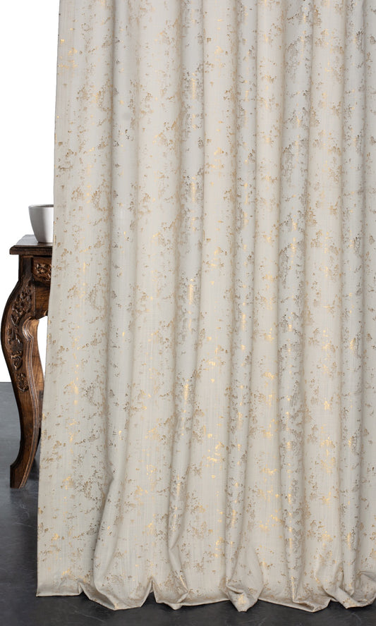 Metallic Abstract Curtains (Beige/ Golden)