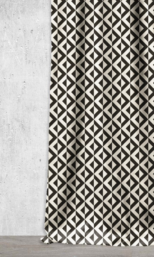 Geometrical Print Drapes (Black/ Ivory)