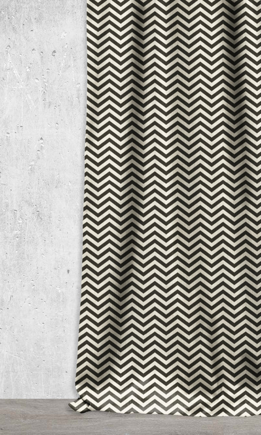 Modern Print Home Décor Fabric Sample (Black/ Ivory)