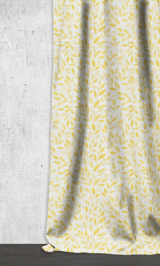 Botanical Print Drapes (White/ Yellow)