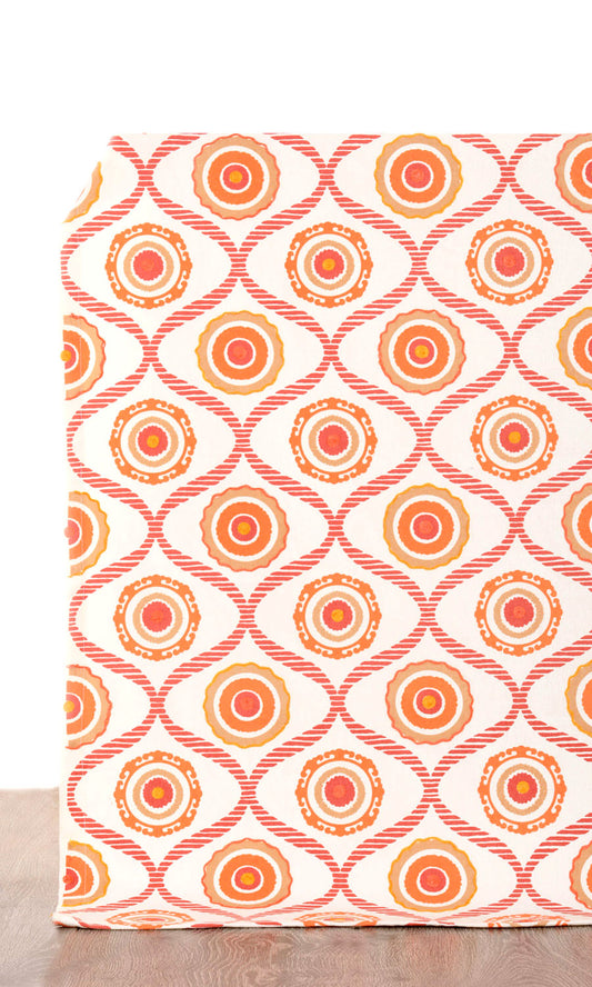 Printed Cotton Home Décor Fabric Sample (Red/ Orange/ White)