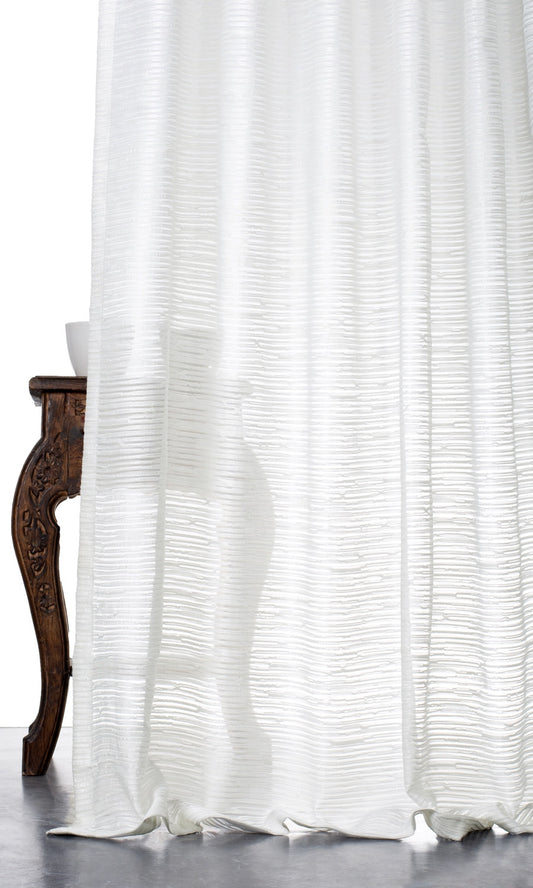 Textured Sheer Home Décor Fabric By the Metre (White)