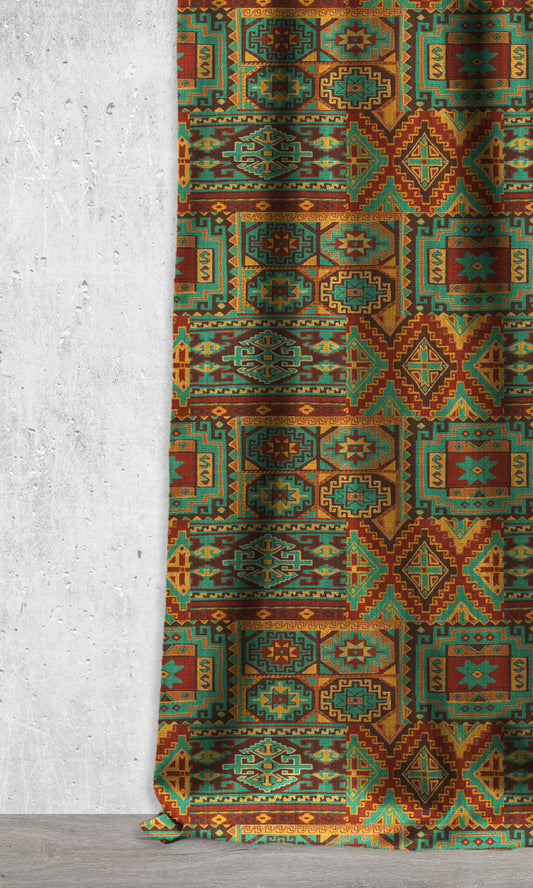 Custom Kilim Home Décor Fabric Sample (Blue/ Red/ Yellow)