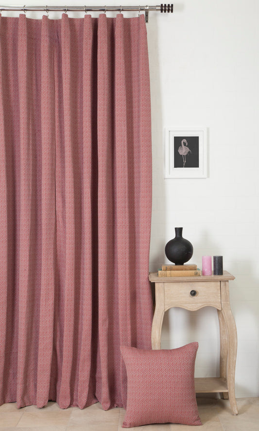 Cotton Curtain Panels (Pink/ Grey)