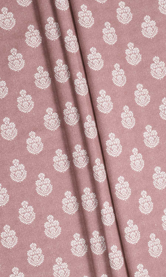 Floral Cotton Curtain Panels (Blush Red/ Pink)