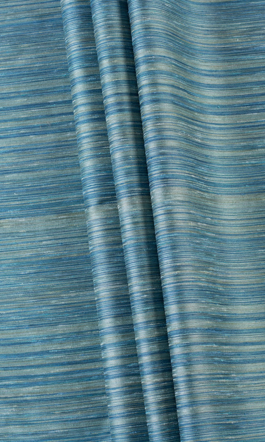 Textured Faux Silk Drapery (Blue/ Grey)