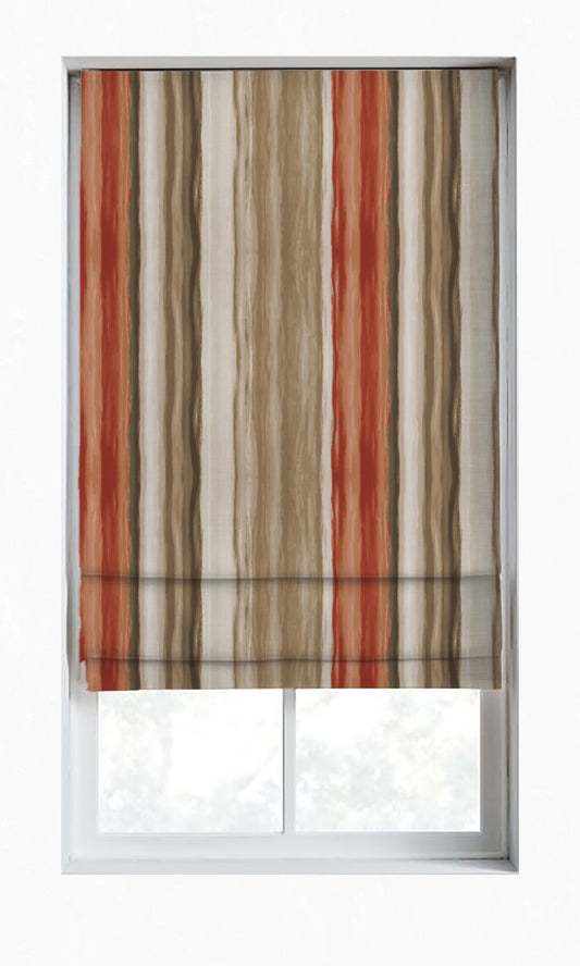 Room Darkening Striped Home Décor Fabric By the Metre (Red/ Brown)