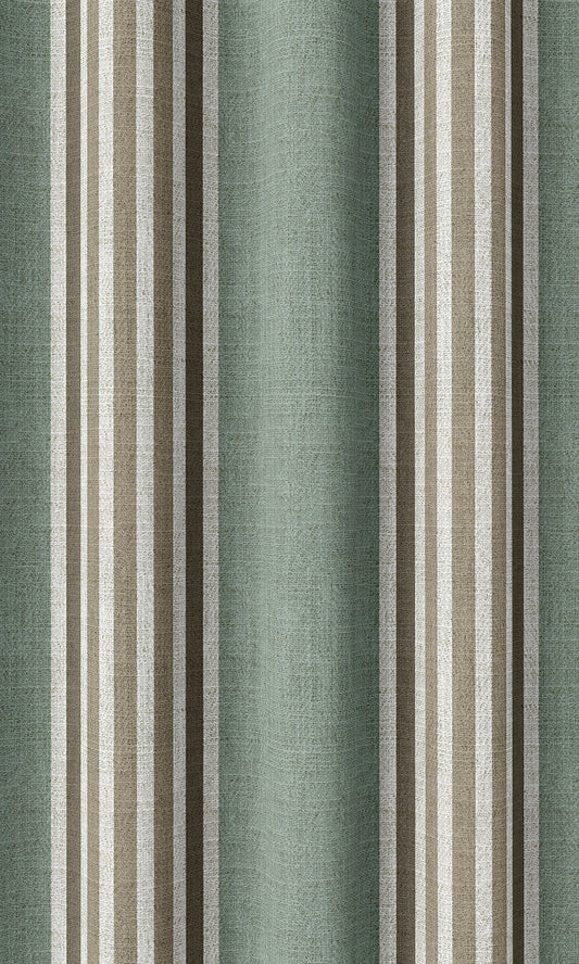 Striped Print Home Décor Fabric Sample (Duck Egg Blue/ Brown/ White)