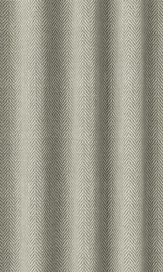 Herringbone Print Home Décor Fabric By the Metre (Green/ White)