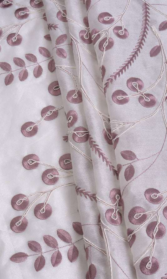 Nature Inspired Custom Home Décor Fabric Sample (White/ Pink)