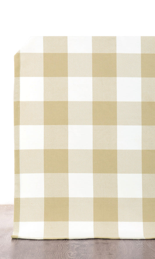 Buffalo Plaid Drapes (Khaki Brown/ Soft Beige/ White)