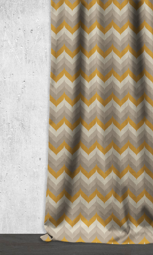 Light Blocking Home Décor Fabric By the Metre (Honey Yellow/ Grey)