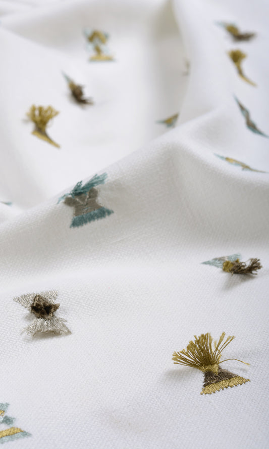 White Embroidered Drapes (Pale Green/ Sky Blue/ White)