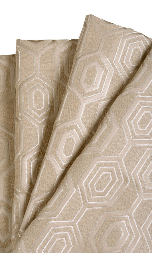 Jacquard Honeycomb Patterned Home Décor Fabric Sample (Beige)