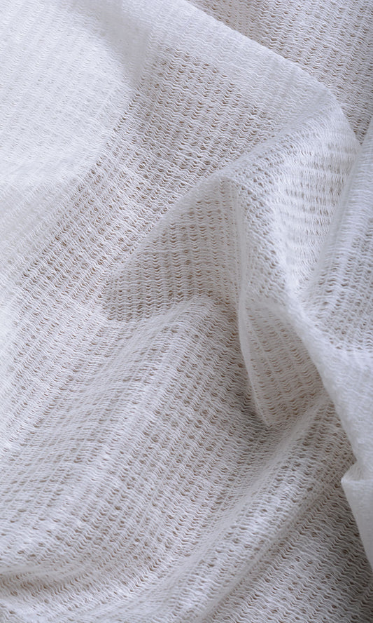 Cotton Blend Check Sheer Curtains (Milky White)