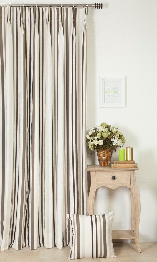 Striped Curtains (Beige/ Brown)