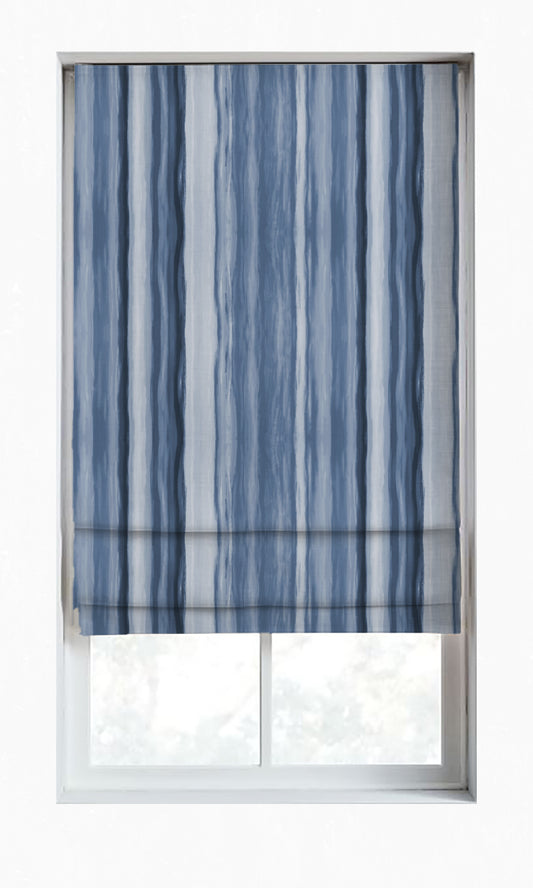 Modern Striped Window Home Décor Fabric Sample (Cobalt/ Denim Blue)