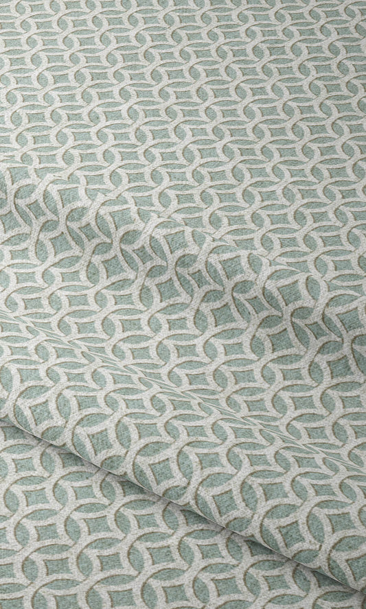 Geometric Print Home Décor Fabric Sample (Aqua Blue/ White)