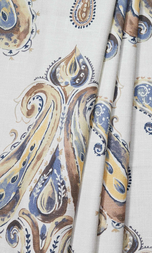 Paisley Print Window Curtains/ Drapes (Brown/ Blue)