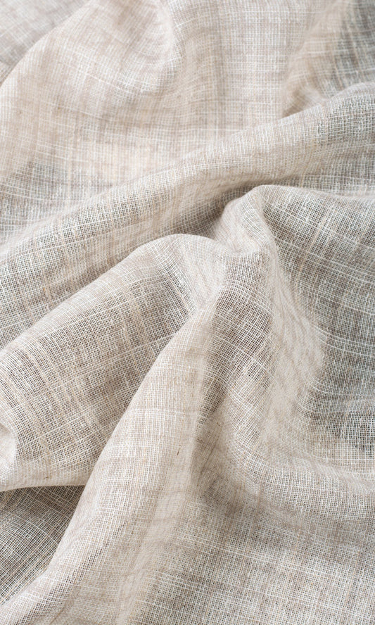 Check Textured Sheer Home Décor Fabric Sample (Cream/ Pale Beige)