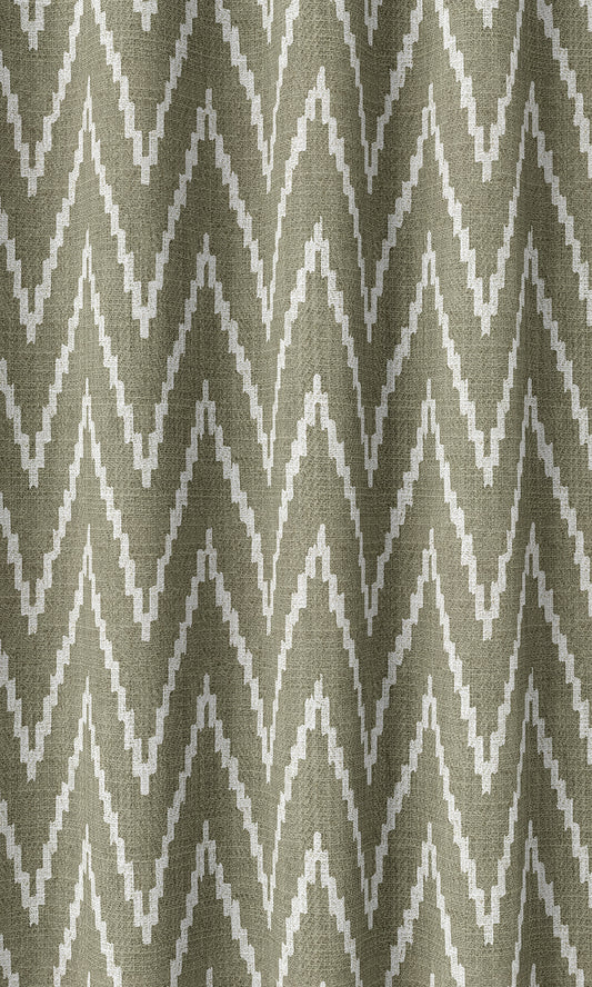 Modern Chevron Print Home Décor Fabric By the Metre (Green/ White)