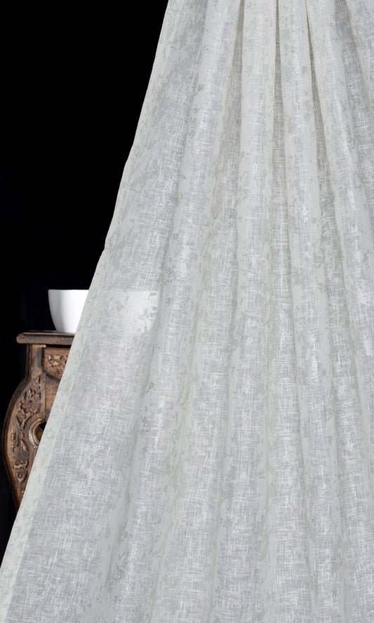 Metallic Accented Drapes (White/ Silver)