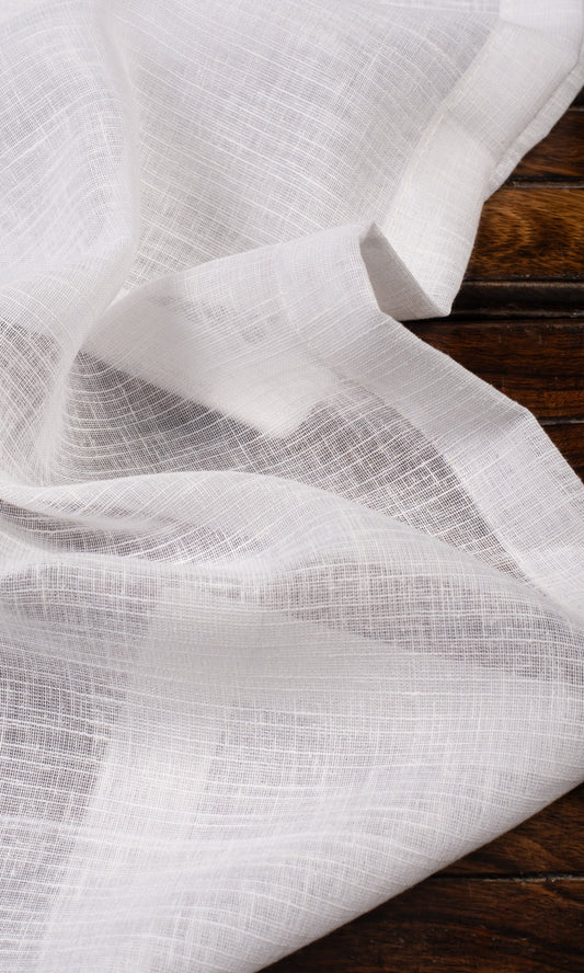 Plain Linen-Texture Sheer Home Décor Fabric By the Metre (White)