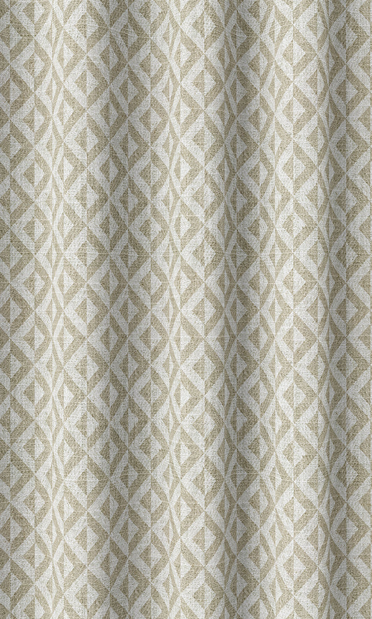 Herringbone Print Curtains (Beige/ White)