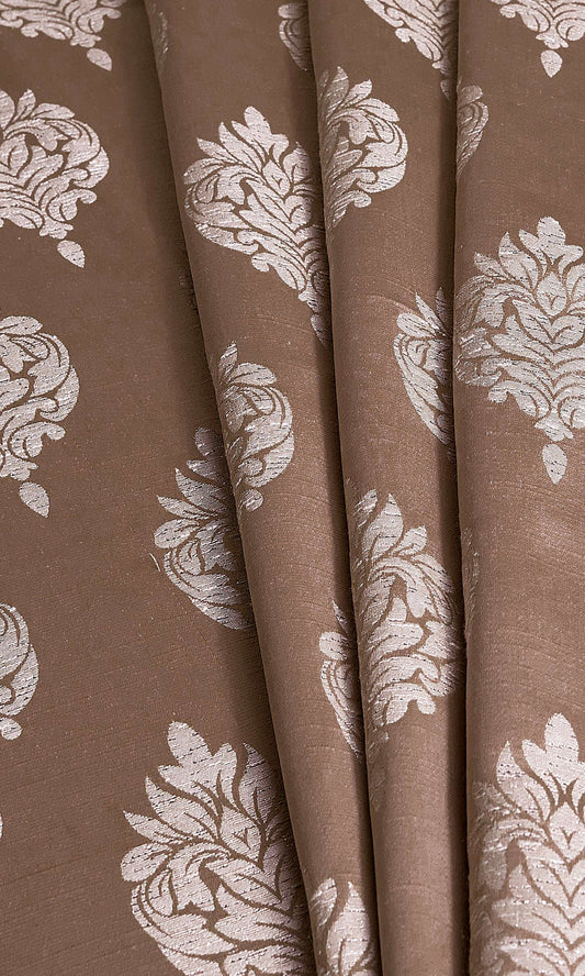 Self-Patterned Damask Home Décor Fabric By the Metre (Brown)