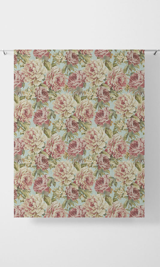 Classic Floral Patterned Window Drapery (Pink & Blue)