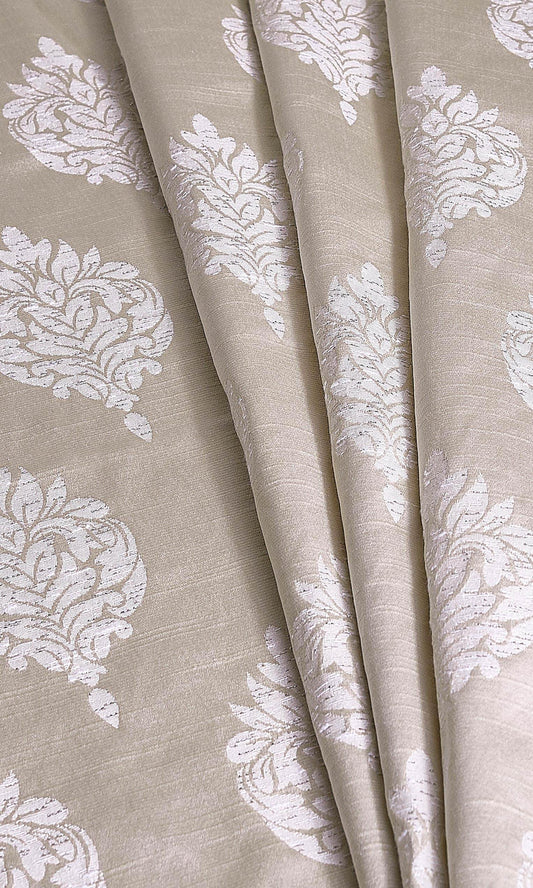 Patterned Damask Home Décor Fabric By the Metre (Cream/ Champagne Gold)