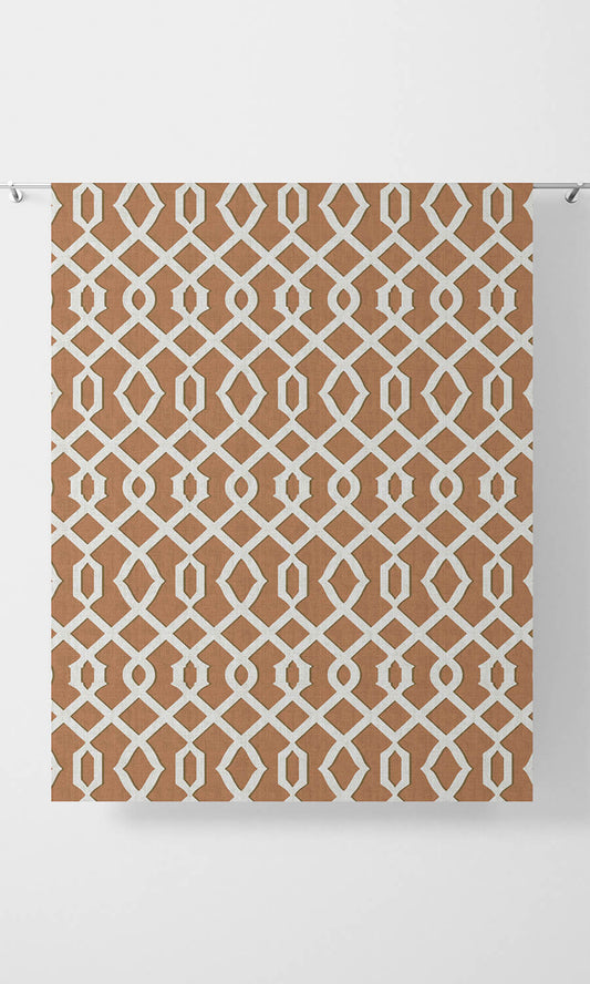 Trellis Patterned Home Décor Fabric Sample (Rust Orange & White)